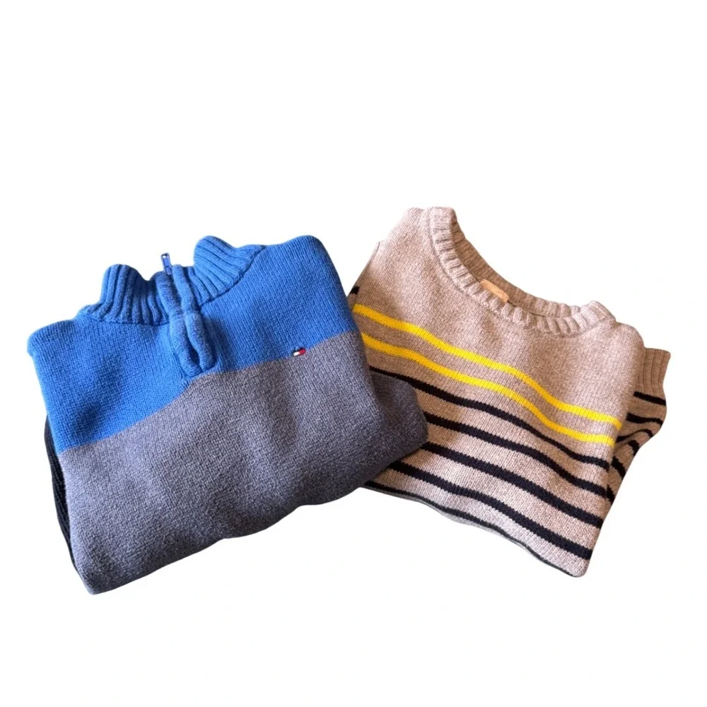 Tommy Hilfiger Quarter Zip & Gymboree Striped Sweaters Boys‎ Size 5 6 Bundle